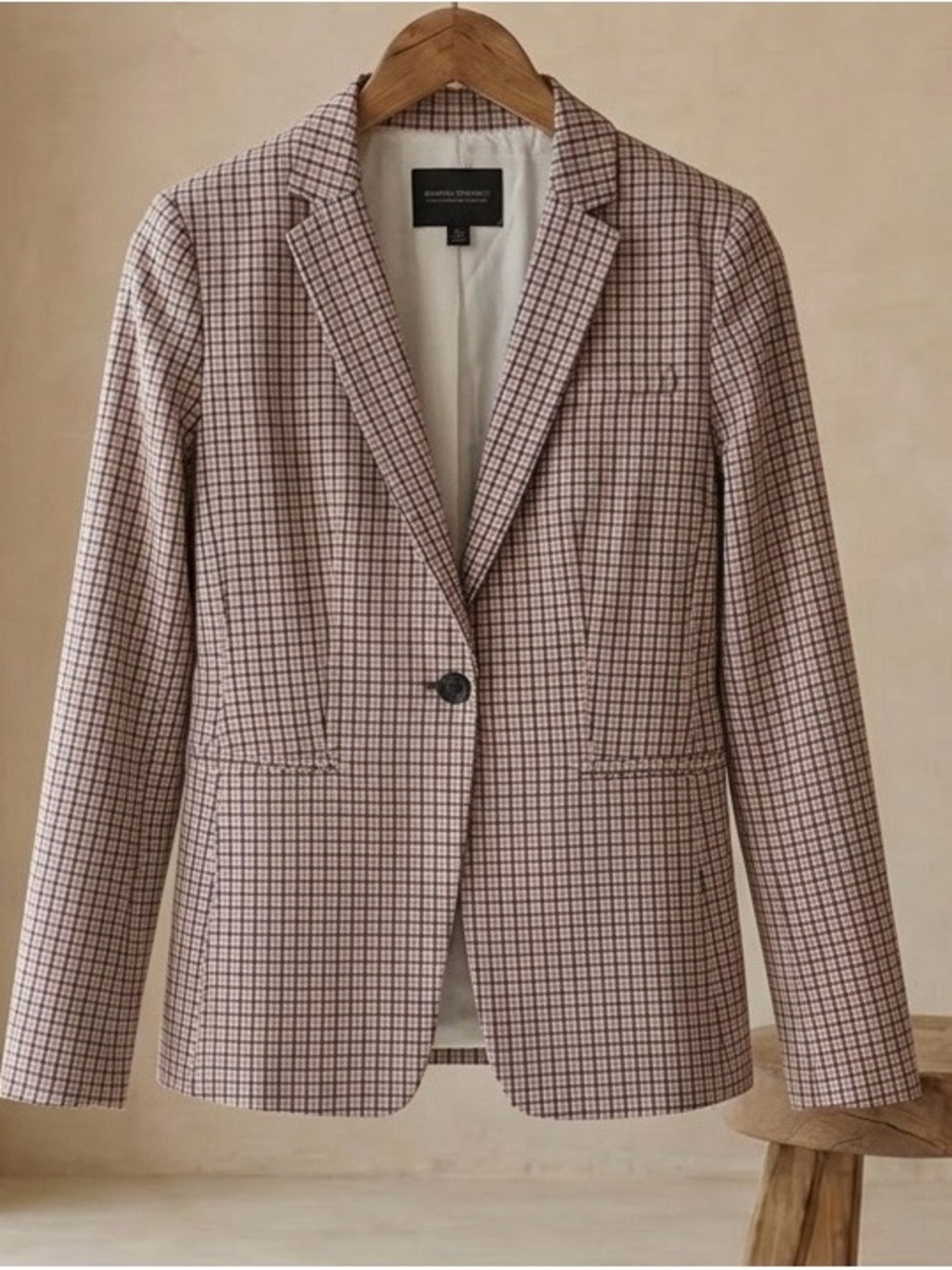 Banana Republic Pink Plaid Single-Button Blazer-64